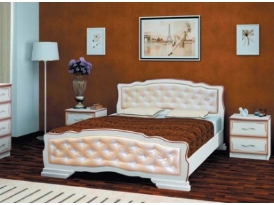 Кровать Карина-10 (дуб молочный/светлый кожзам), 140 см